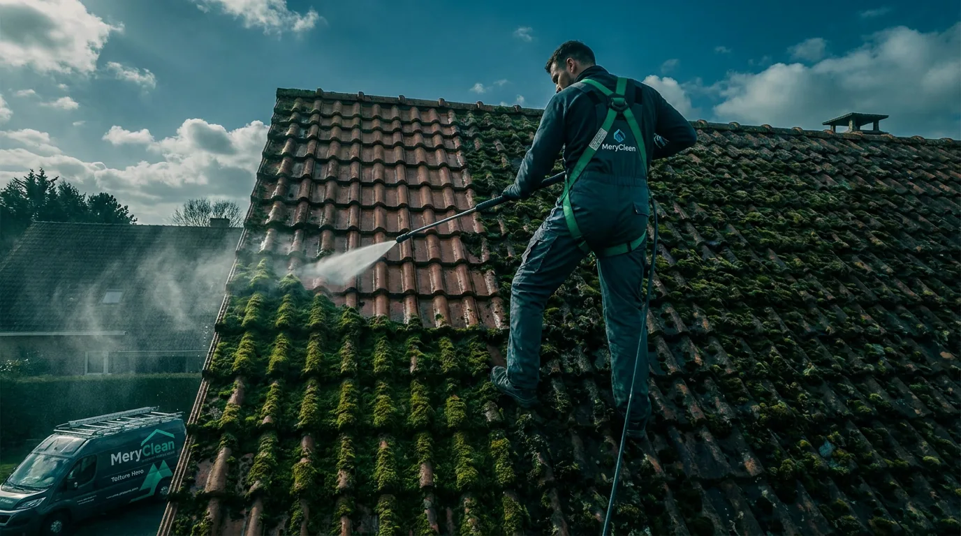 Nettoyage et démoussage de toiture à Lyon Est par Mery'clean