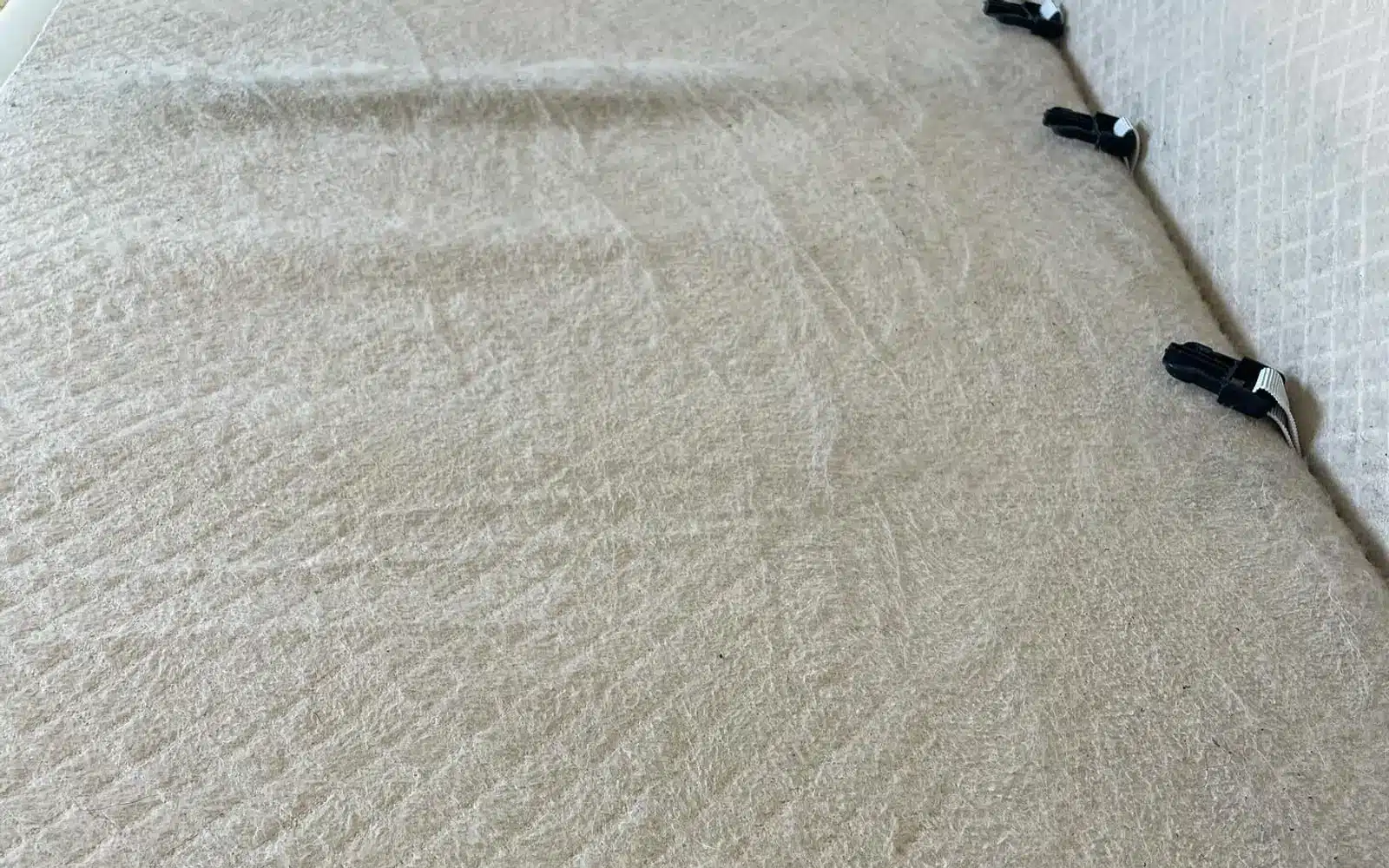 Moquette de véhicule assainie après le passage de l'injecteur extracteur