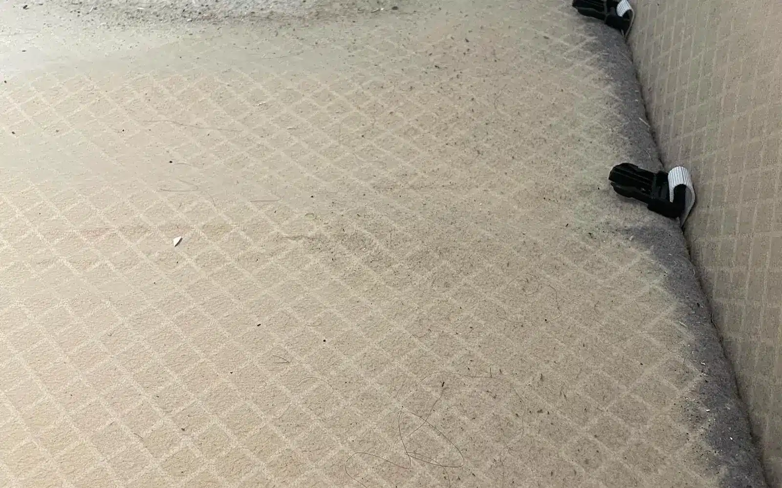 Moquette de véhicule tachée avant le nettoyage