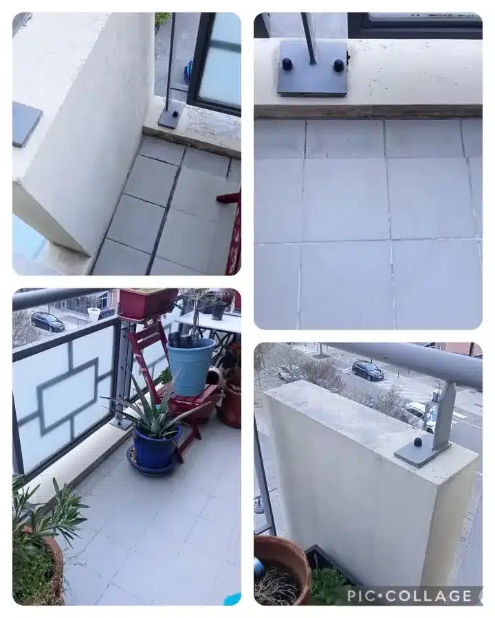 Montage avant/après d'un balcon carrelé